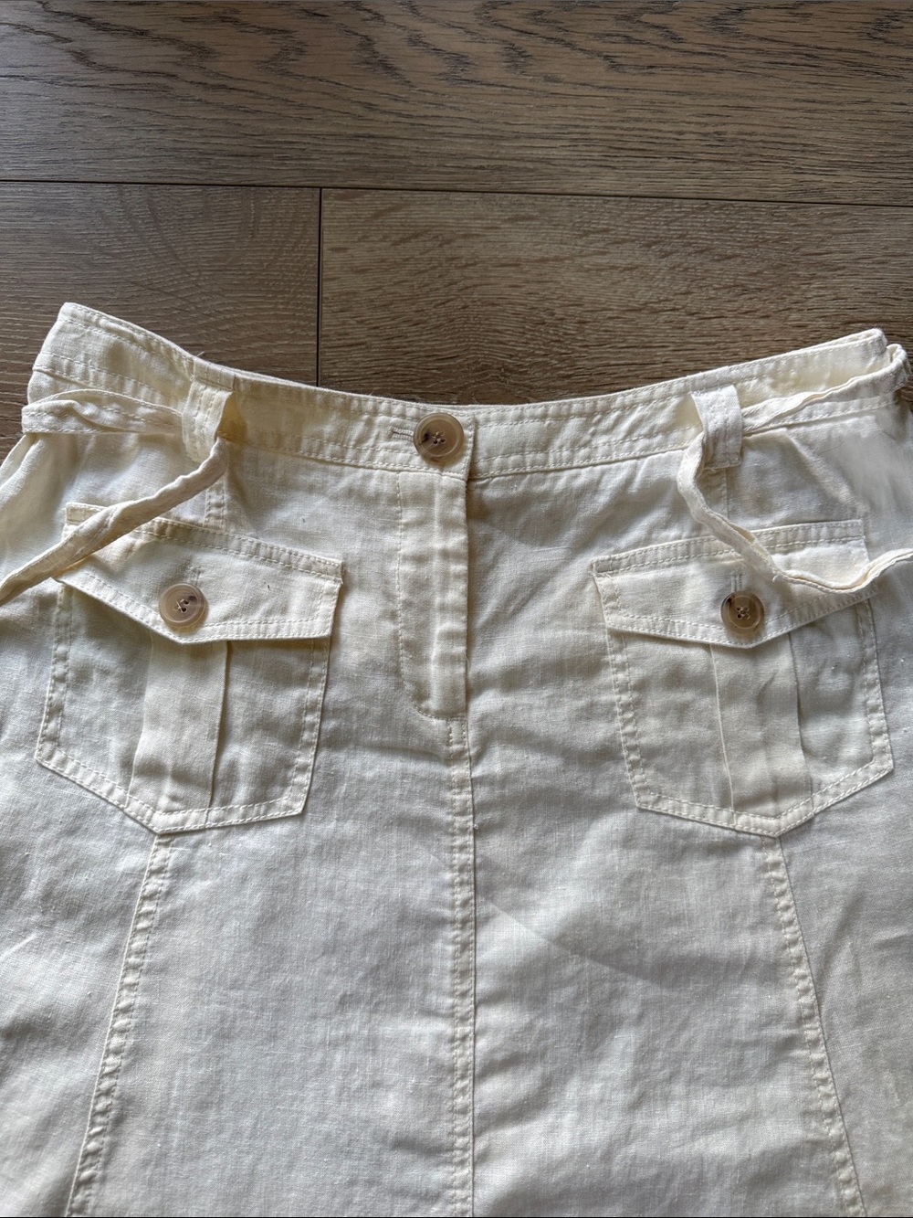 J. Crew Cream A-Line Linen Drawstring Skirt - Picture 4 of 5